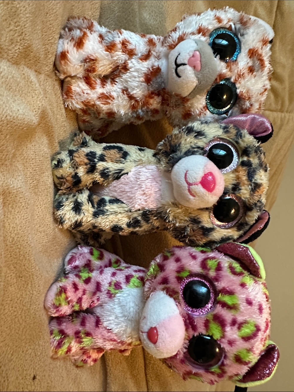 Set of 3 ty Plush Leopard Print  Toys - Pink, Brown, Cream